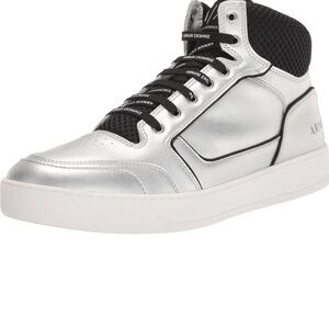 A|X Armani Exchange Mens Logo Lace Up Leather High Top Sneakers Sneaker
